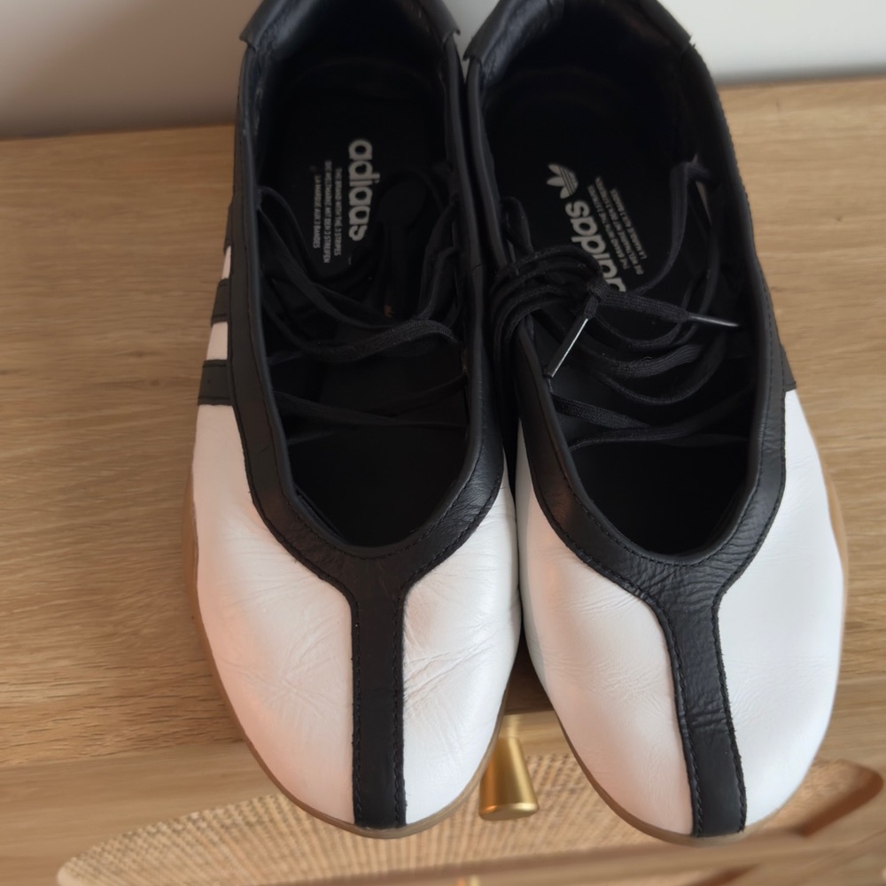 adidas White and Black Ballet Flats with Gum Sole - Picture 2 of 5